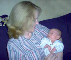 Nurse Patricia Peat and her baby son
